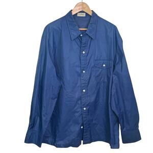 Vtg 1970's L.L. Bean Navy Blue Windbreaker Button Up Long Sleeve Shirt